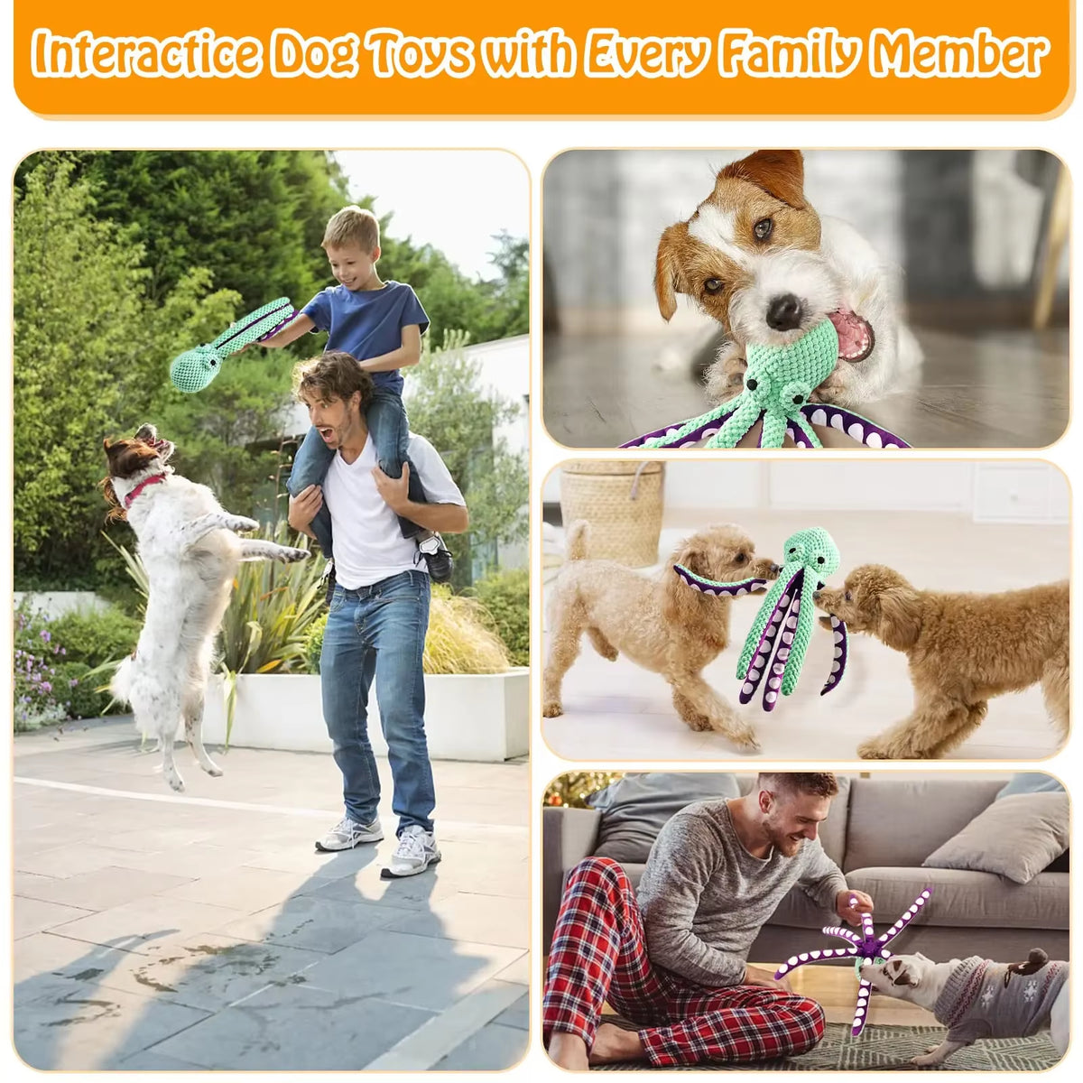 Pulpo de Peluche con Sonido para Perro – Juguete Interactivo Resistente