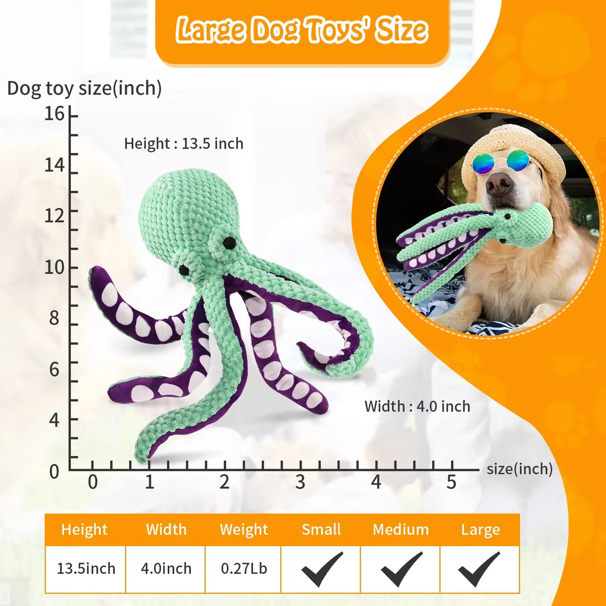 Pulpo de Peluche con Sonido para Perro – Juguete Interactivo Resistente