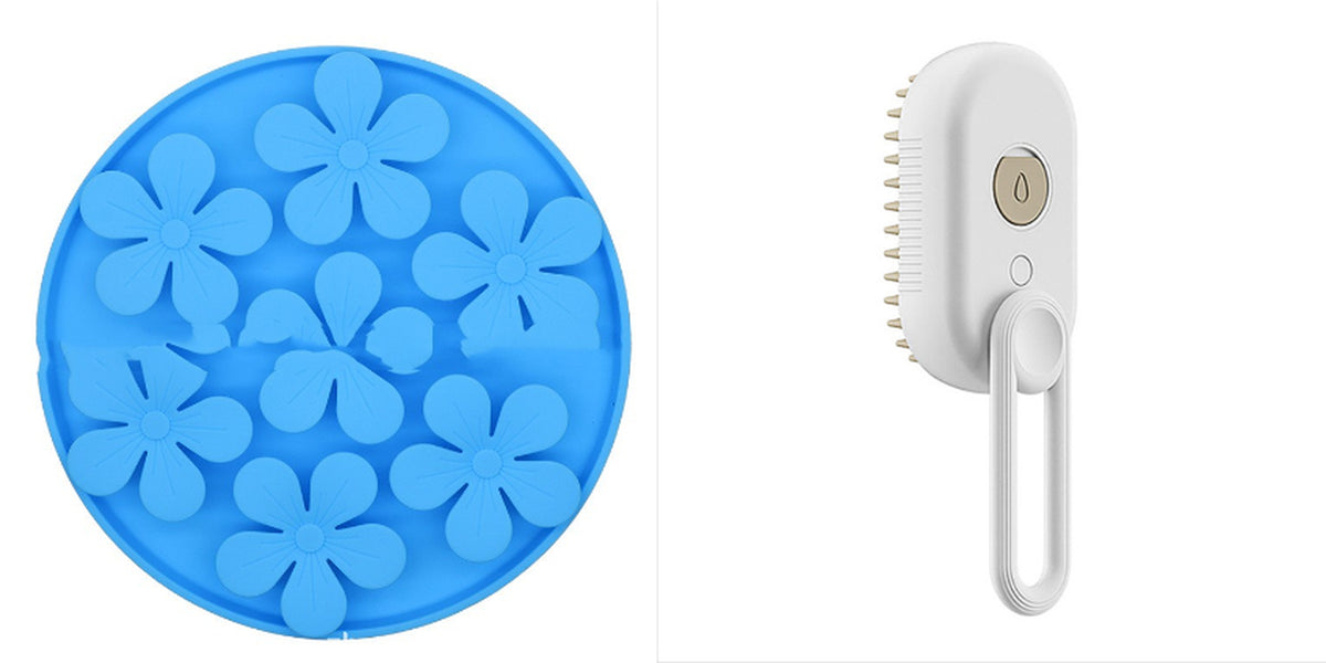 Cepillo de vapor para perro y gato – modelo Blanco + tapete lamedor