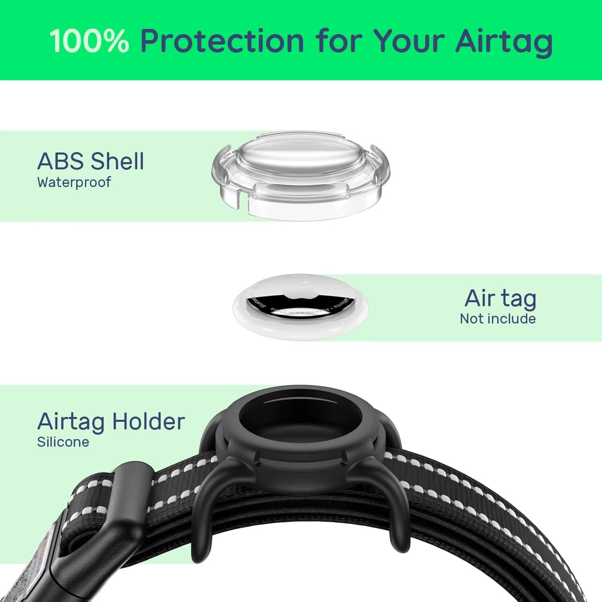 Collar Reflejante para Perro con Funda para AirTag – Ajustable e Impermeable